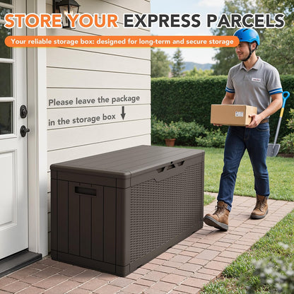 32 Gallon Deck Box Outdoor Indoor Waterproof Storage Box for Patio Furniture, Pool Accessories, Garden Tools, and Cushion Storage, Black