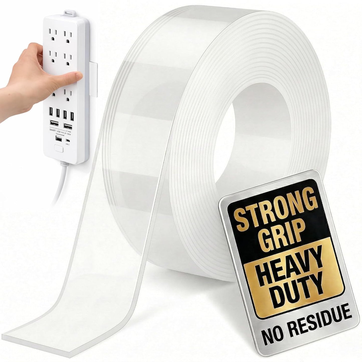 Bekhic® Double Sided Tape Heavy Duty(Extra Large 16.5FT), Clear Mounting Tape Nano Double Sided Adhesive Tape,Picture Hanging Adhesive Strips Poster Tape