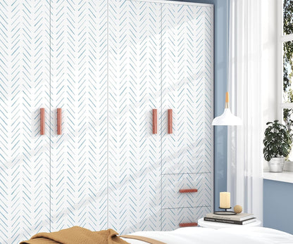 Herringbone Wallpaper Peel and Stick Wallpaper Blue and White Modern Wall paper 17.3"x78.8" Adhesive Wallpapers Boho Removable Contact Paper Decorative for Bedroom Bathroom Cabinets Decor Vinyl Roll