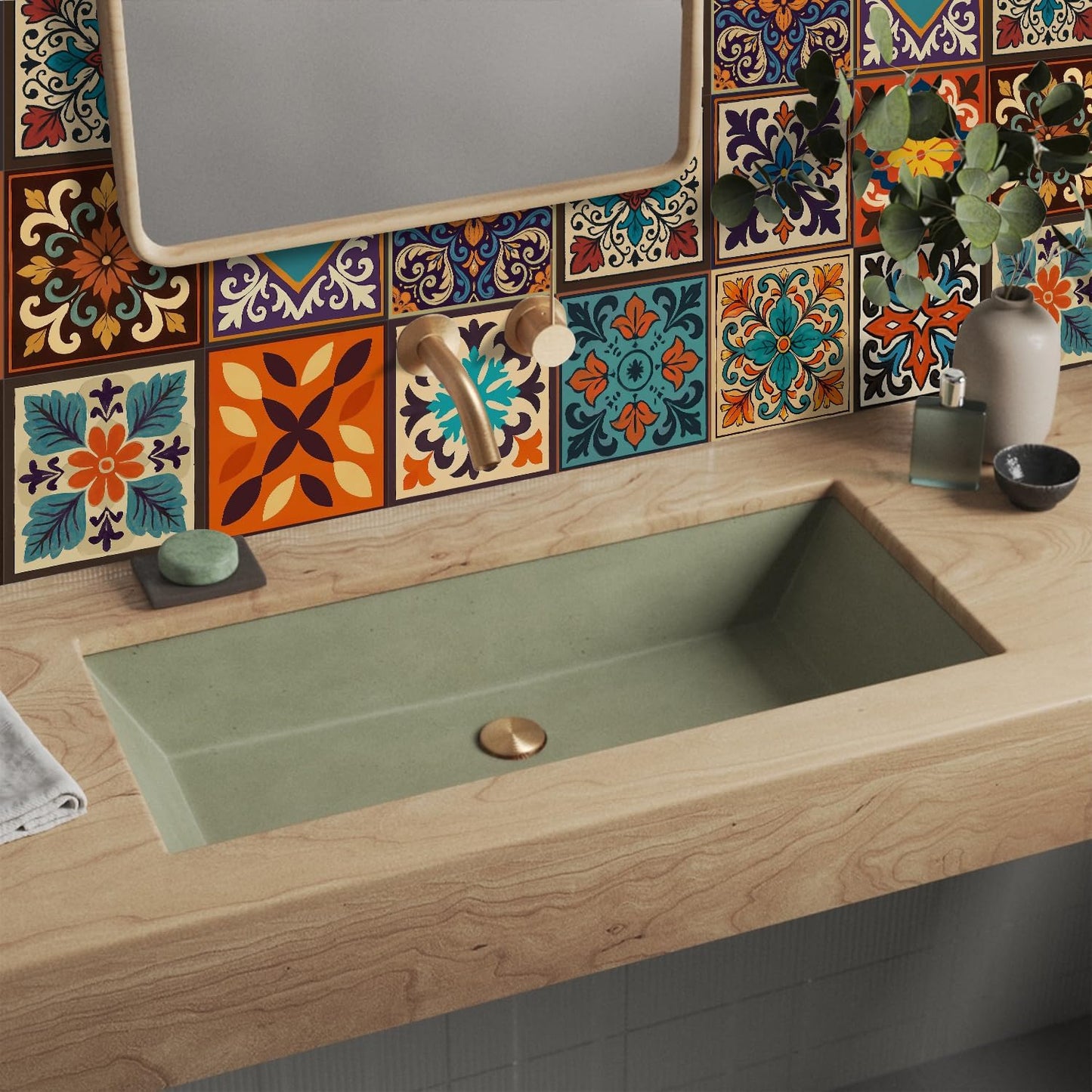 Peel and Stick Backsplash Tile Sticker for Kitchen and Bathroom Walls - 24 Removable 5.9"x5.9" Tiles, Waterproof
