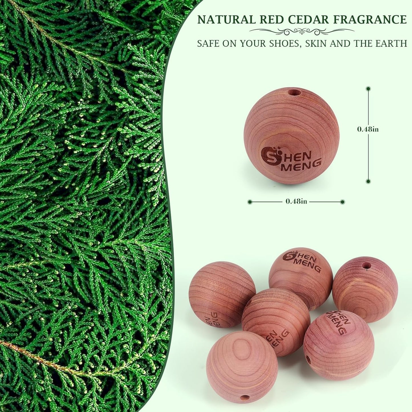 Shoe Deodorizer Balls, Sneaker Balls with Natural Woody Scent, 6pcs Odor-Fighting Shoe Freshener Balls, Odor Eliminators for Boots, Gym Bag, Closet, Locker, Hamper, Drawer