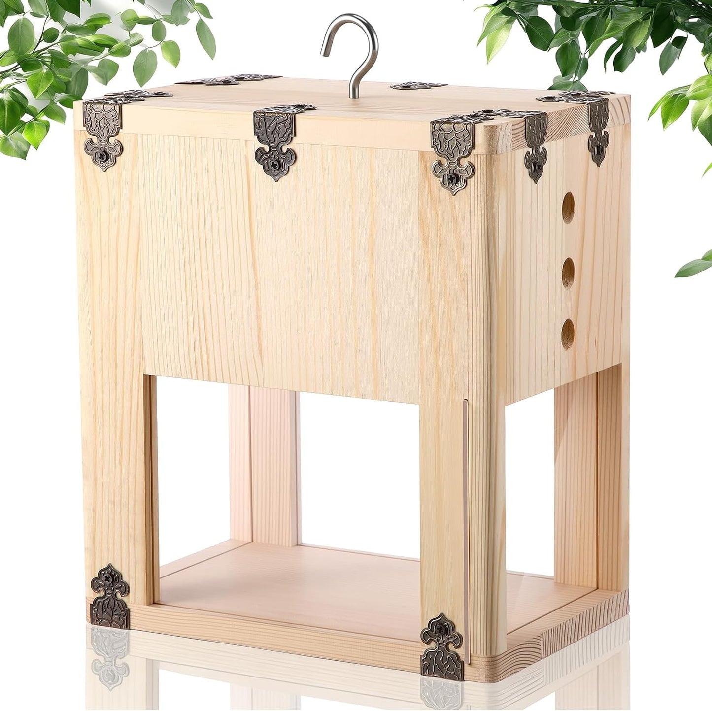 1 Pack Extra Large Carpenter Bee Trap for Outside, 2 in 1 Catch & Release Wood Bee Traps Outdoor Hanging, Timber-Fixed Expanded External Containment, Defender Trap for Bees Collection