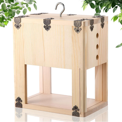 1 Pack Extra Large Carpenter Bee Trap for Outside, 2 in 1 Catch & Release Wood Bee Traps Outdoor Hanging, Timber-Fixed Expanded External Containment, Defender Trap for Bees Collection