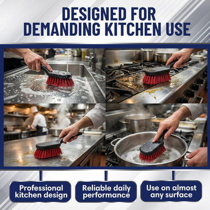 8 Inch Pot & Dish Kitchen Scrub Brush for Heavy-Duty Cleaning – Stiff Bristle Scrubber for Sink, Cast Iron, and Grill Grates - Kitchen Dish Scrubber Brush - 90048 by FryOilSaver Co.