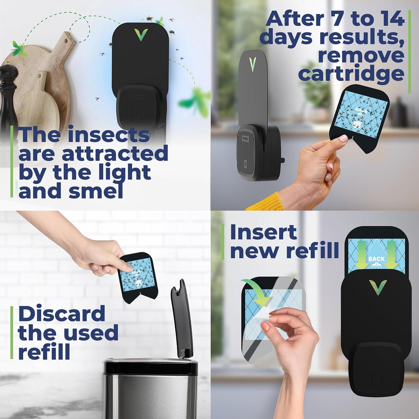 VEYOFLY Fruit Fly Traps for Indoors (2 Device + 4 Refills), Gnat Trap Indoor Plug in, Bug Traps, Flying Insect Trap, Gnat Traps for House Indoor, Fly Trap Indoor for Home Bug Light, Gnats Catcher
