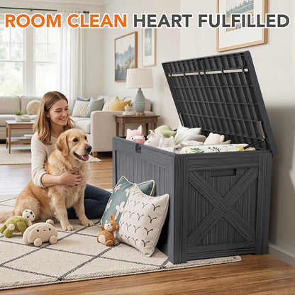 32 Gallon Deck Box Outdoor Indoor Waterproof Storage Box for Patio Furniture, Pool Accessories, Garden Tools, and Cushion Storage, Black