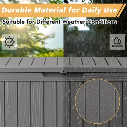 Fancyango 75 Gallon Outdoor Deck Box Waterproof, Large Storage Box for Patio, Resin Storage Bench Lockable for Garden Tools, Package Delivery, Black