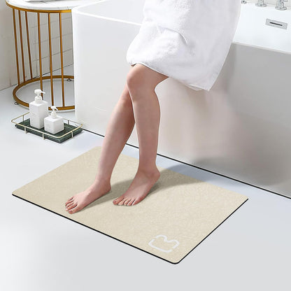 Diatomaceous Earth Bath Mat Rugs Super Absorbent Diatomite Stone Bath Mat Non Slip Quick Dry Thin Bathroom Mat Fit Under Door, Floor Rugs in Front of Bathtub, Shower Room, Sink,15.7"x23.6", Grey