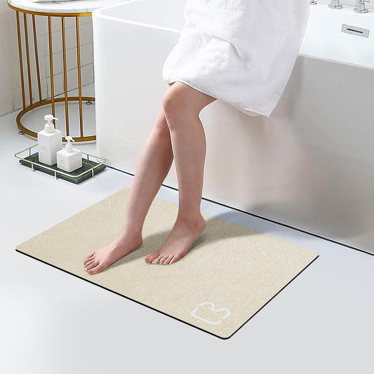 Diatomaceous Earth Bath Mat Rugs Super Absorbent Diatomite Stone Bath Mat Non Slip Quick Dry Thin Bathroom Mat Fit Under Door, Floor Rugs in Front of Bathtub, Shower Room, Sink,15.7"x23.6", Grey