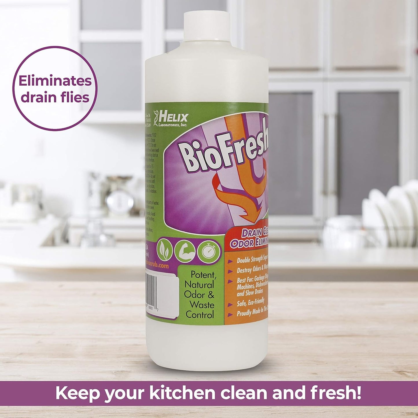 Enzyme Drain Cleaner & Deodorizer for Sink Drain, Showers, Septic Systems, Bathroom & Kitchen - Smell Remover for Fruit Fly Garbage Disposals, Dishwasher & Washing Machines - (32oz)