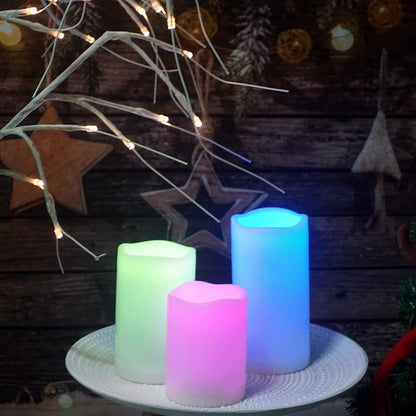 CANDLE CHOICE Waterproof Outdoor Battery Operated Flameless Candles with Remote Timer Plastic Flickering Fake Electric LED Pillars for Lantern Garden Wedding Christmas Decorations 3x4 Inches 3 PCS