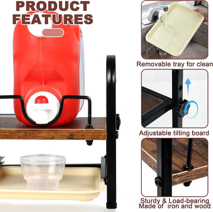Laundry Detergent Holder & Laundry Detergent Soap Dispenser - Liquid Laundry Detergent Organizer with Drip Tray & Adjustable Tilting Board, for Laundry Room Organization and Storage,Black