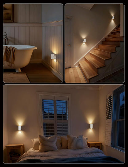 Brightown 2 Pack Night Lights Plug Into Wall, Modern Night Light with Rotating Plug, Dusk to Dawn Sensor, 0-100LM Stepless Dimming Nightlights, Home Decor for Hallway Bedroom Bathroom, Soft White