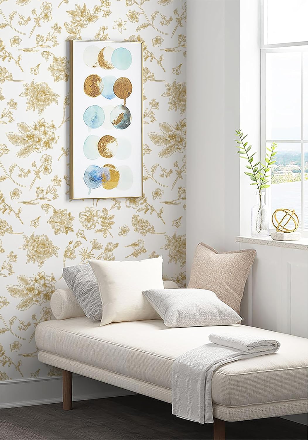 Safiyya Peel and Stick Wallpaper Floral Green and White Leaf Contact Paper for Cabinets 17.3"x 78.7" Self Adhesive Removable Wallpaper for Bathroom Renter Friendly Wall Paper Vinyl Roll