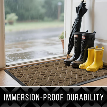 Yimobra Outdoor Mats for Front Door 29.5x17, All-Season Waterproof Doormat Outdoor Entrance, Heavy Duty Non-Slip Outside Door Mat for Garage Patio Proch Entryway Indoor, Black