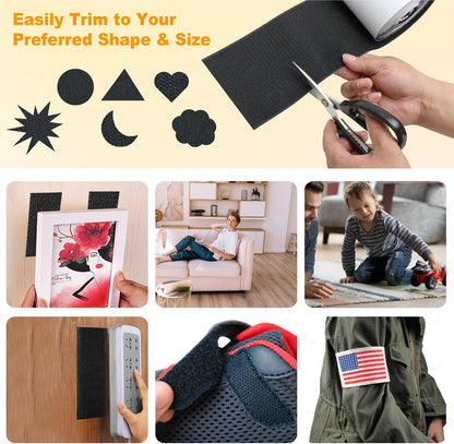 41Ft x 1 Inch Self Adhesive Strips, Heavy Duty Strong Back Sticky Fastening Tape,Nylon Fabric Fastener Mounting Tapes for Sewing, Crafting,DIY- Indoor or Outdoor Use (White)