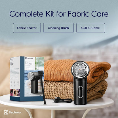 Electrolux Rechargeable Fabric Shaver | Compact Travel Lint Remover for Clothes & Furniture | Eliminates Fuzz & Pilling | 3-Speed Electric Lint Shaver with Type-C Fast Charging Port - Blue