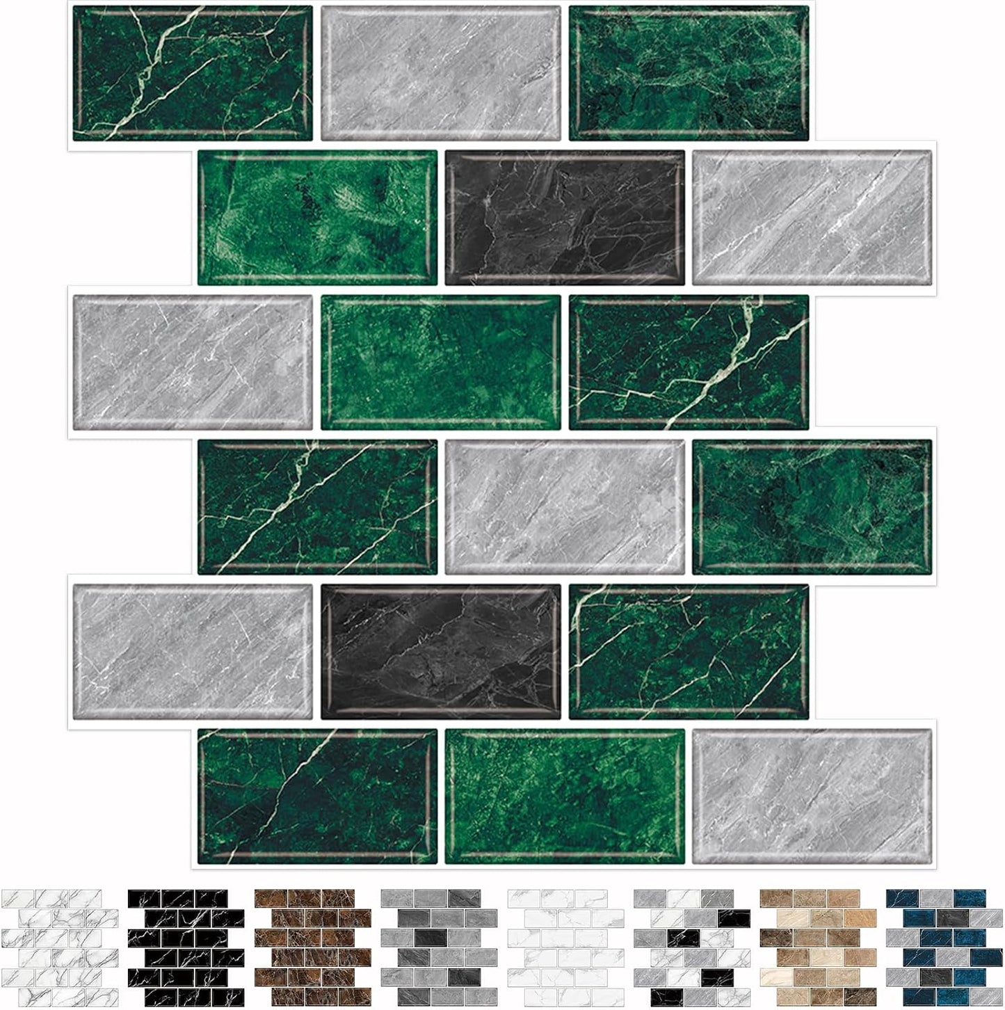 URCOLOR 10-Sheet Stick on Backsplash for Kitchen,12"x12" Peel and Stick Self Adhesive Wall Tiles Back Splashes for Bathroom Brown Marble Look
