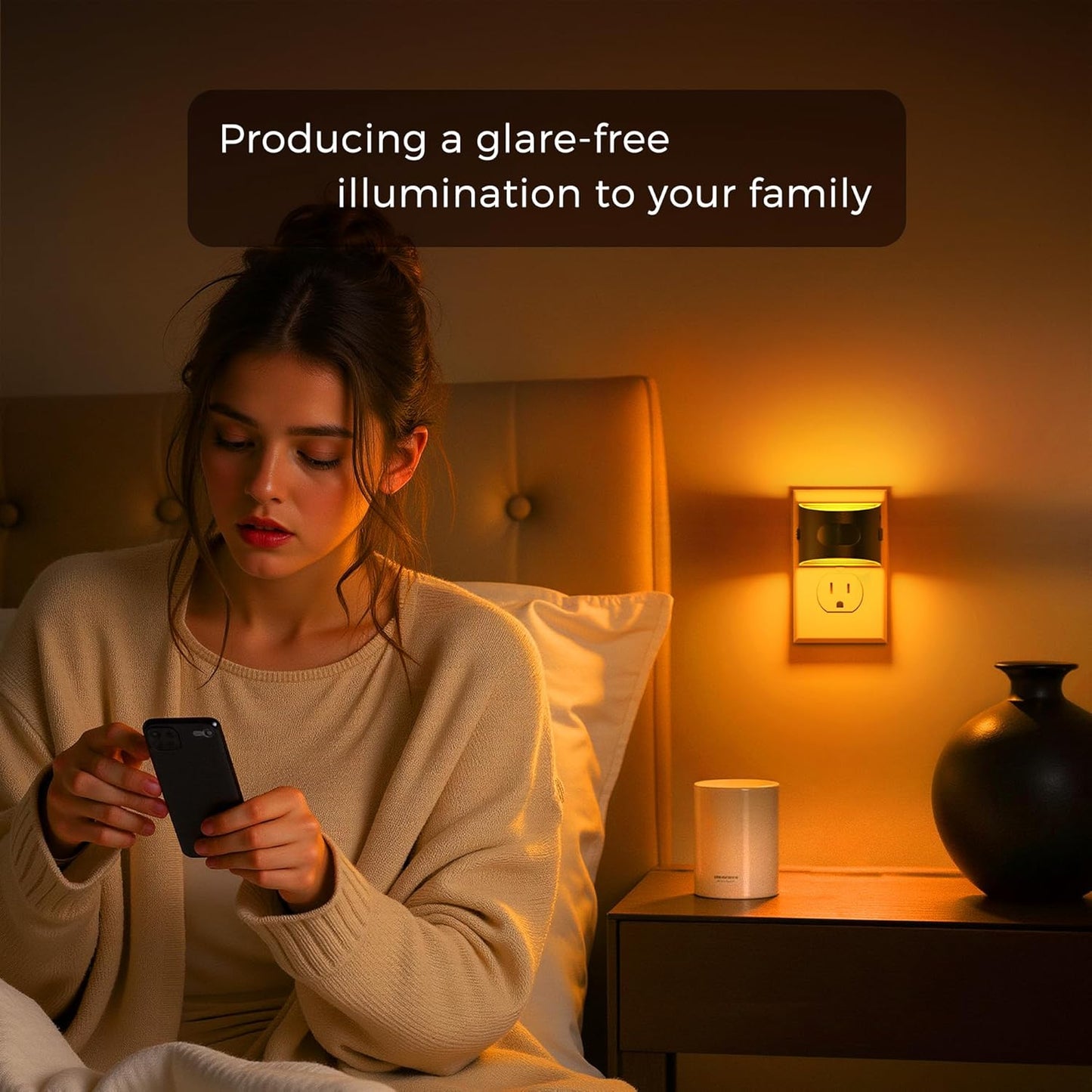 L LOHAS LED Night Light with Motion Sensor & Dusk to Dawn Sensor, Night Lights Plug into Wall with 30-100lm Adjustable Brightness, Motion Activated Night Light, 3000K Soft White, 2 Pack