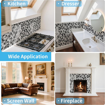 Art3d 10-Sheet Peel and Stick Backsplash Tiles, 12x12 Inch Self-Adhesive 3D Wall Tiles for Kitchen, Bathroom, Countertop - Thickened Waterproof Design (Graphite Gray)