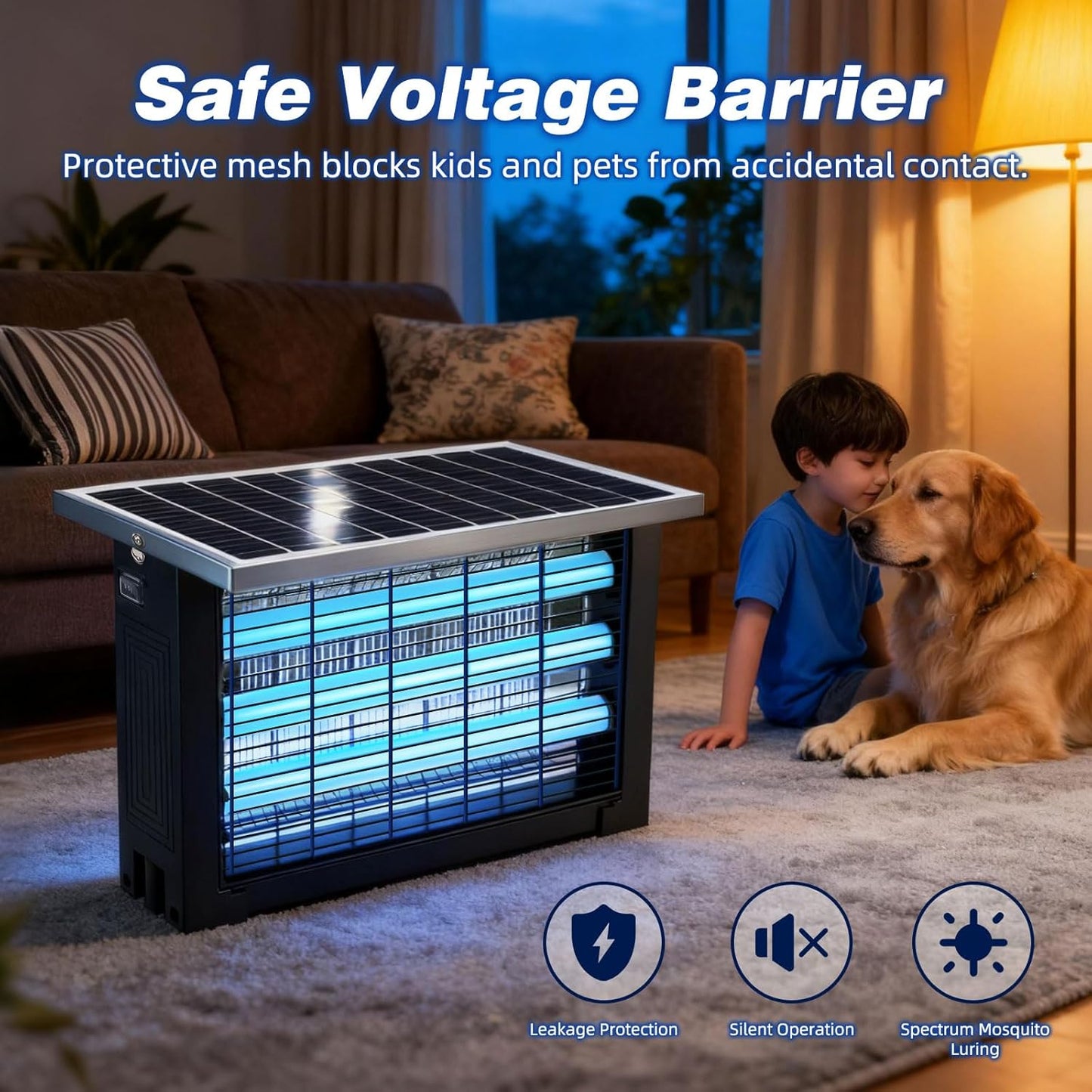 Powerful Large Solar Bug Zapper for 3000 sq.ft with 13FT Extension Cord | Rechargeable Outdoor Mosqutio Killer with 13W Solar Panel, Waterproof Solar Bug Zapper for Patio Garden Backyard RV Camping