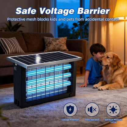 Powerful Large Solar Bug Zapper for 3000 sq.ft with 13FT Extension Cord | Rechargeable Outdoor Mosqutio Killer with 13W Solar Panel, Waterproof Solar Bug Zapper for Patio Garden Backyard RV Camping