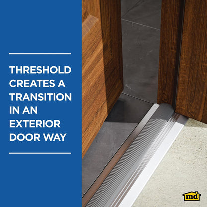 M-D Building Products 08102 3-3/4 in. x 3/4 in. x 36 in. Silver Aluminum and Vinyl Heavy-Duty Low-Profile Threshold