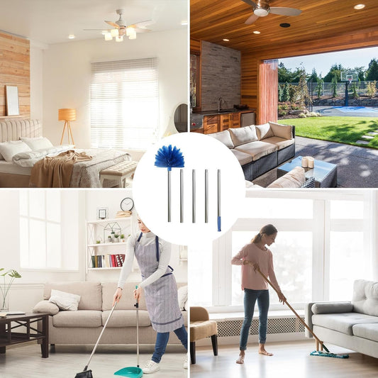 Extendable Ceiling Duster – Heavy-Duty Cobweb Brush with Telescoping Pole, Easy Reach for High Ceilings, Car Interiors, and Window Cleaning | Ideal for Home, Office, and Industrial Maintenance Tasks