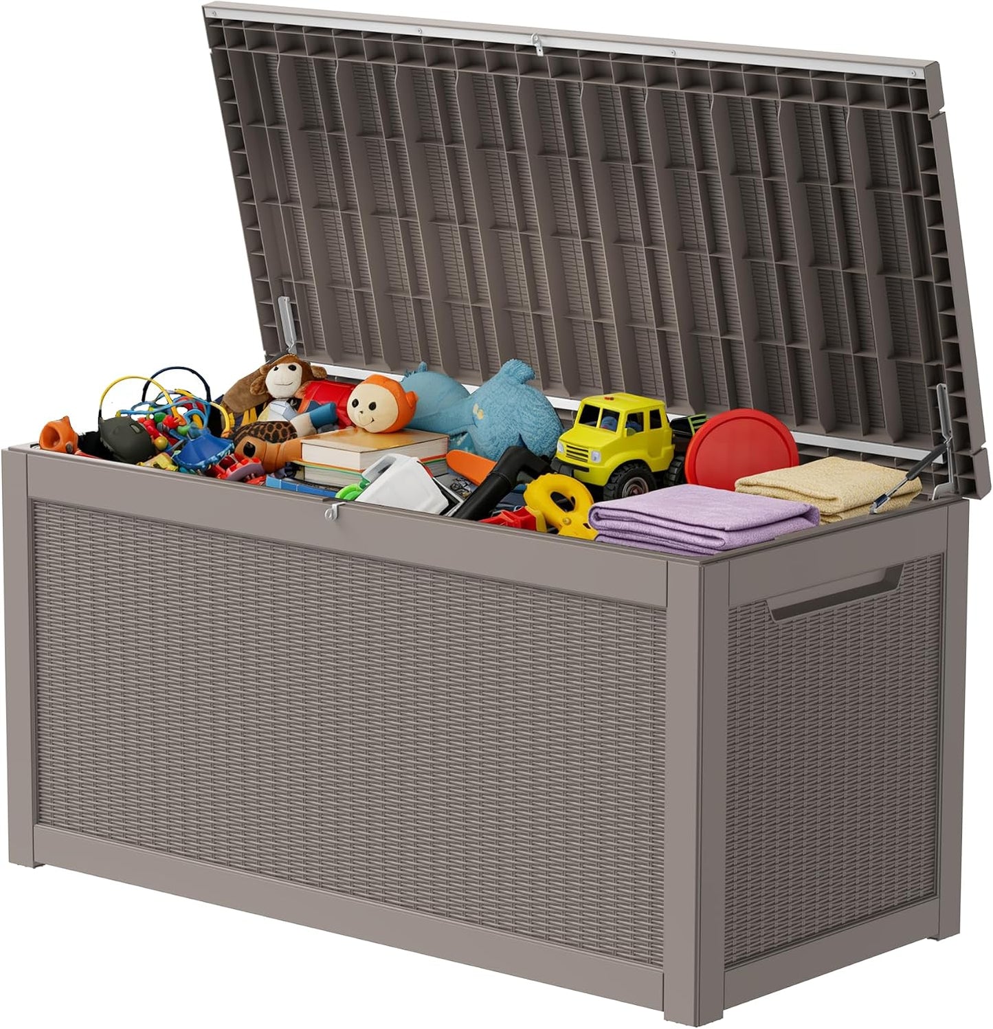 320 Gallon Outdoor Storage Box Resin Deck Box All Weather Waterproof Large Lockable Storage Container Deck Box for Patio Furniture, Garden Tools, Lockable, Black