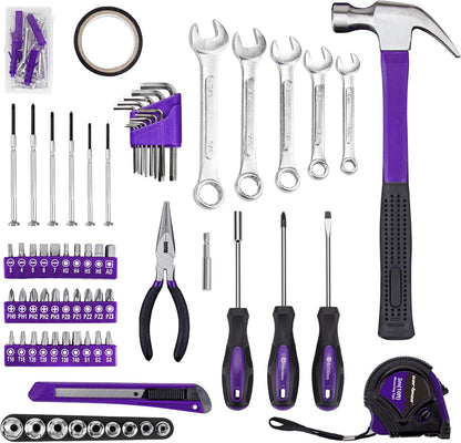 CARTMAN 148-Piece Automotive And Household Tool Set, Blue Repair Kit Case | Versatile tool assortment for car maintenance, home repairs, DIY projects, furniture setup, and daily fixes in a molded case.