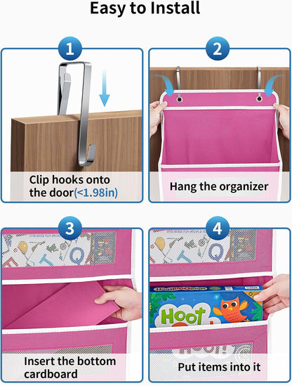 JARLINK 2 Pack Over the Door Organizer Storage, 5 Shelf Hanging Door Organizer with 5 Large Capacity Pockets, Anti Tilt 44 lb Load Behind Door Storage for Bedroom, Bathroom, Pantry, Nursery, (Grey)
