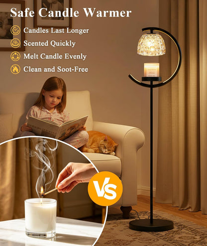 seenlast Candle Warmer Floor Lamp with Timer and Dimmer | Standing Electric Wax Melt Warmer for Home Decor, Living Room & Bedroom | Birthday Gifts for Women, Mom & Girlfriend