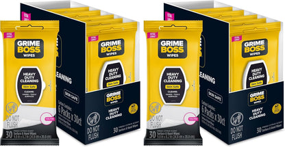 Grime Boss Heavy Duty Surface and Hand Wipes (2x60ct) | Remove Paint, Oil, Grease, Adhesives, Mud, Dirt | Workshop Replace Cleaners like Rags, Towels, Pumice, Soap