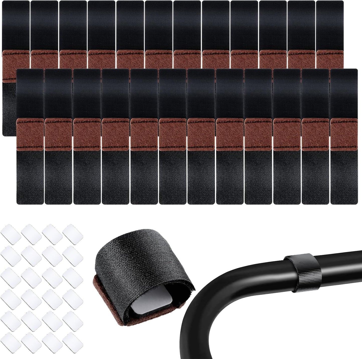 Yuanchu 24 Pcs Wrap-Around Felt Furniture Pads with Hook and Loop Fasteners Non-Slip Chair Bottom Floor Protectors Bar Stool Leg Glides Protector Patio Furniture Feet Wrap