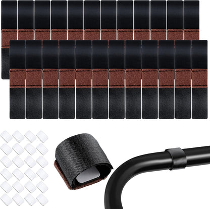 Yuanchu 24 Pcs Wrap-Around Felt Furniture Pads with Hook and Loop Fasteners Non-Slip Chair Bottom Floor Protectors Bar Stool Leg Glides Protector Patio Furniture Feet Wrap