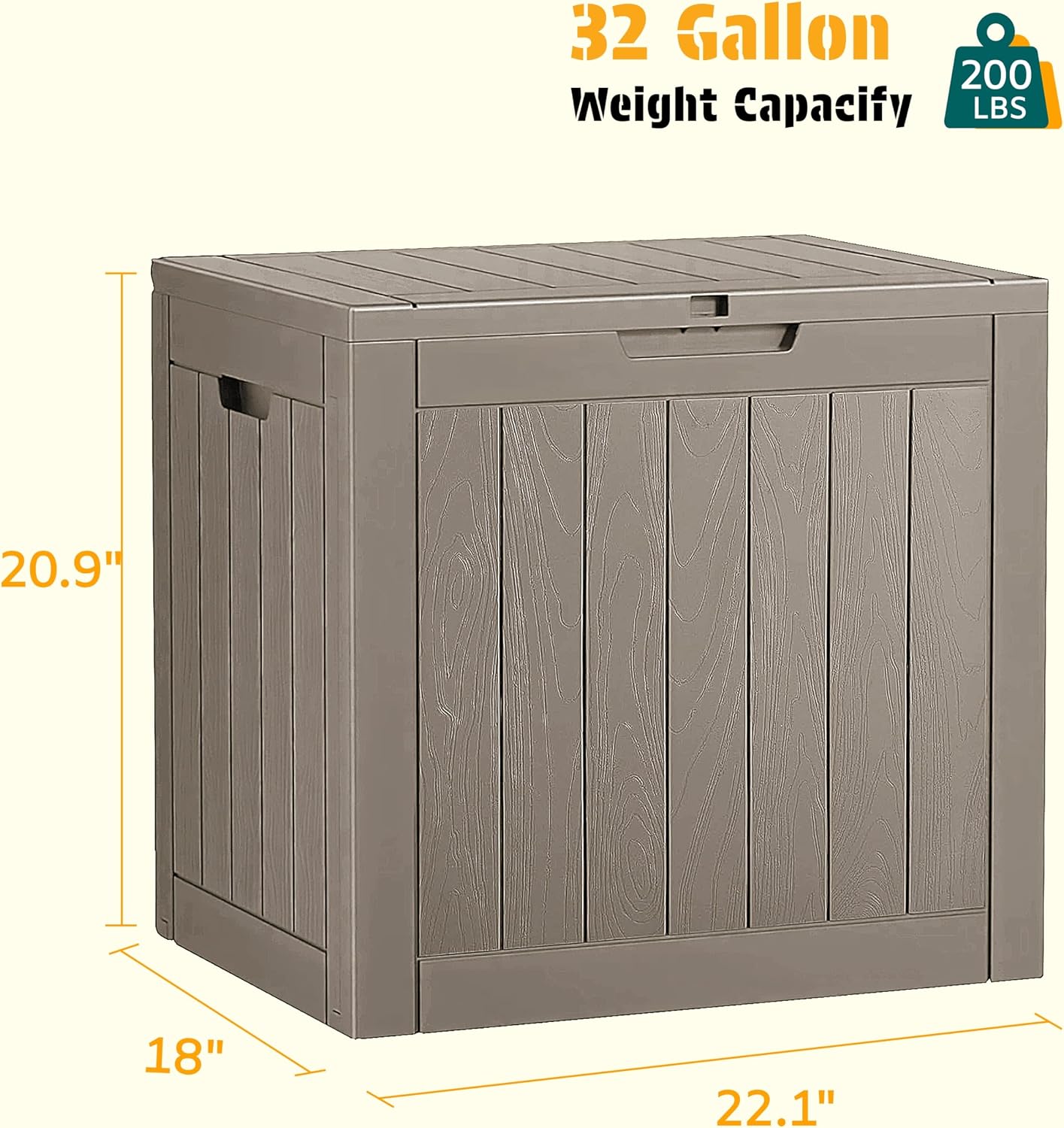 NUNU LAB Outdoor Storage Box, 45 Gallon Outside Deck Box Waterproof, Resin Outdoor Storage Cabinet With Lockable Lid, Backyard Storage Bench For Garden Tools, Patio Cushions, Pool Tools, Black