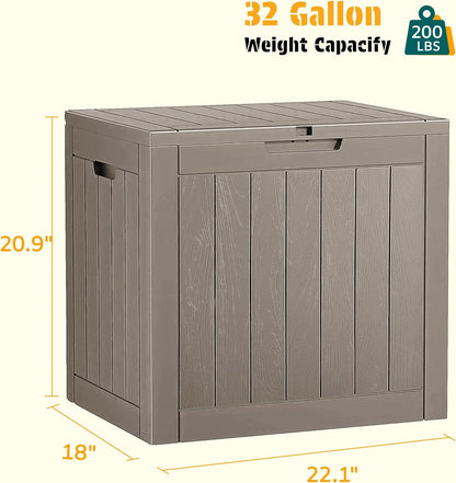 NUNU LAB Outdoor Storage Box, 45 Gallon Outside Deck Box Waterproof, Resin Outdoor Storage Cabinet With Lockable Lid, Backyard Storage Bench For Garden Tools, Patio Cushions, Pool Tools, Black