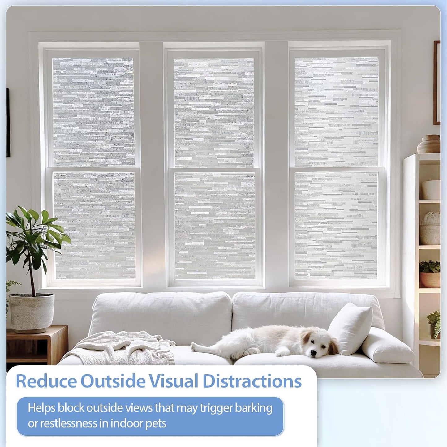 GTJ Frosted Window Privacy Film, Static Cling No Glue Removable Reusable, UV Blocking Glare & Heat Reduction, for Bathroom Glass Door Home Office, 17.5" x 78.7"in
