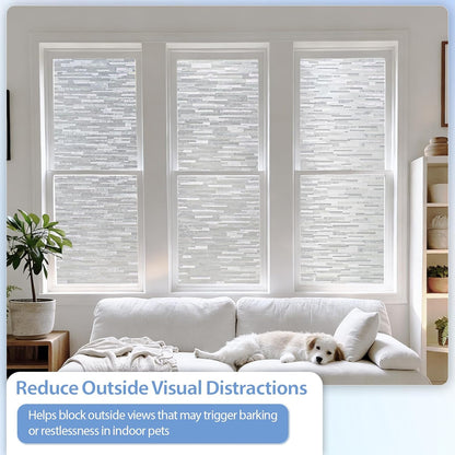 GTJ Frosted Window Privacy Film, Static Cling No Glue Removable Reusable, UV Blocking Glare & Heat Reduction, for Bathroom Glass Door Home Office, 17.5" x 78.7"in