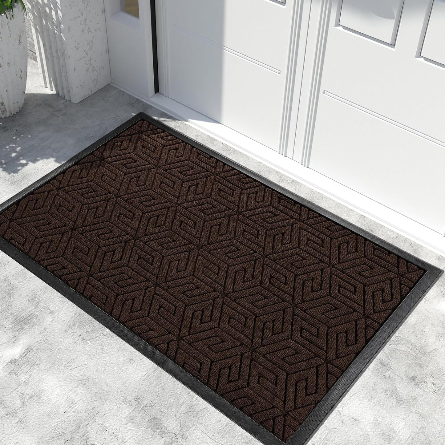 Yimobra Doormat Outdoor Entrance 29.5x17, All-Weather Waterproof Outdoor Mats for Front Door, Non Slip Welcome Door Mat for Patio Proch Outside Entryway Indoor, Black