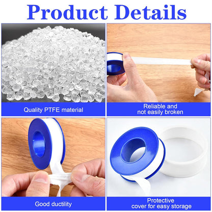 100 Rolls Teflon Tape,1/2 x 520 in Plumbers Tapes, PTFE Tape Waterproof Sealant Pipe Tape for Shower Head,Pipe Reparing,Thread Tape,White