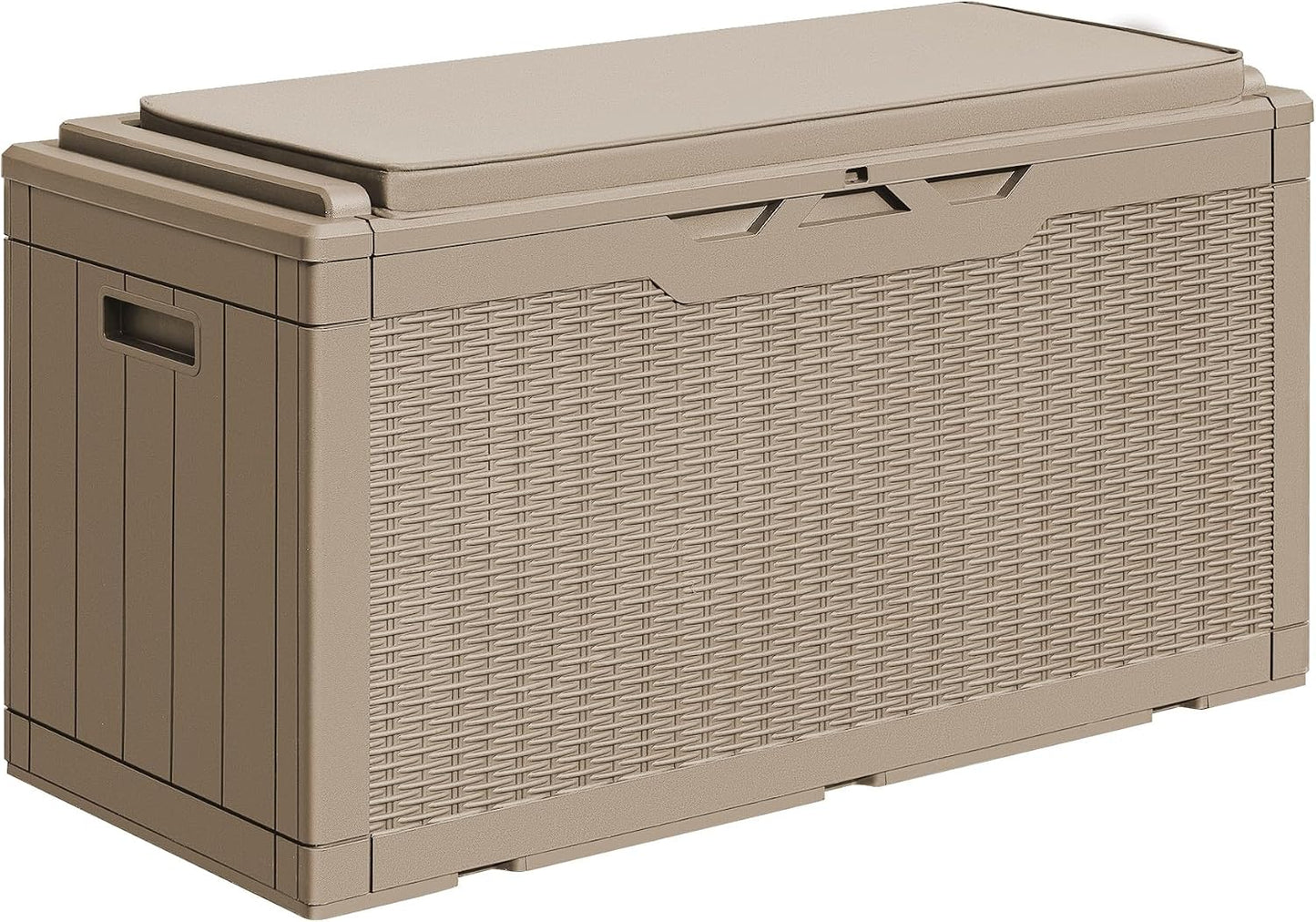 Greesum Outdoor Storage Box 82 Gallon Storage Bin with Lid for Patio Furniture, Garden Tools, Pool Supplies, Waterproof and UV Resistant, Lockable, Black