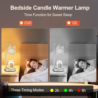 CASTLELIFE Dimmable Candle Warmer Lamp with Timer, Height Adjustable Candle Warmer for Jar Candles, Electric Wax Melt Warmer for Home Decor House Warming Gifts, Birthday Gifts for Women, Black Clear