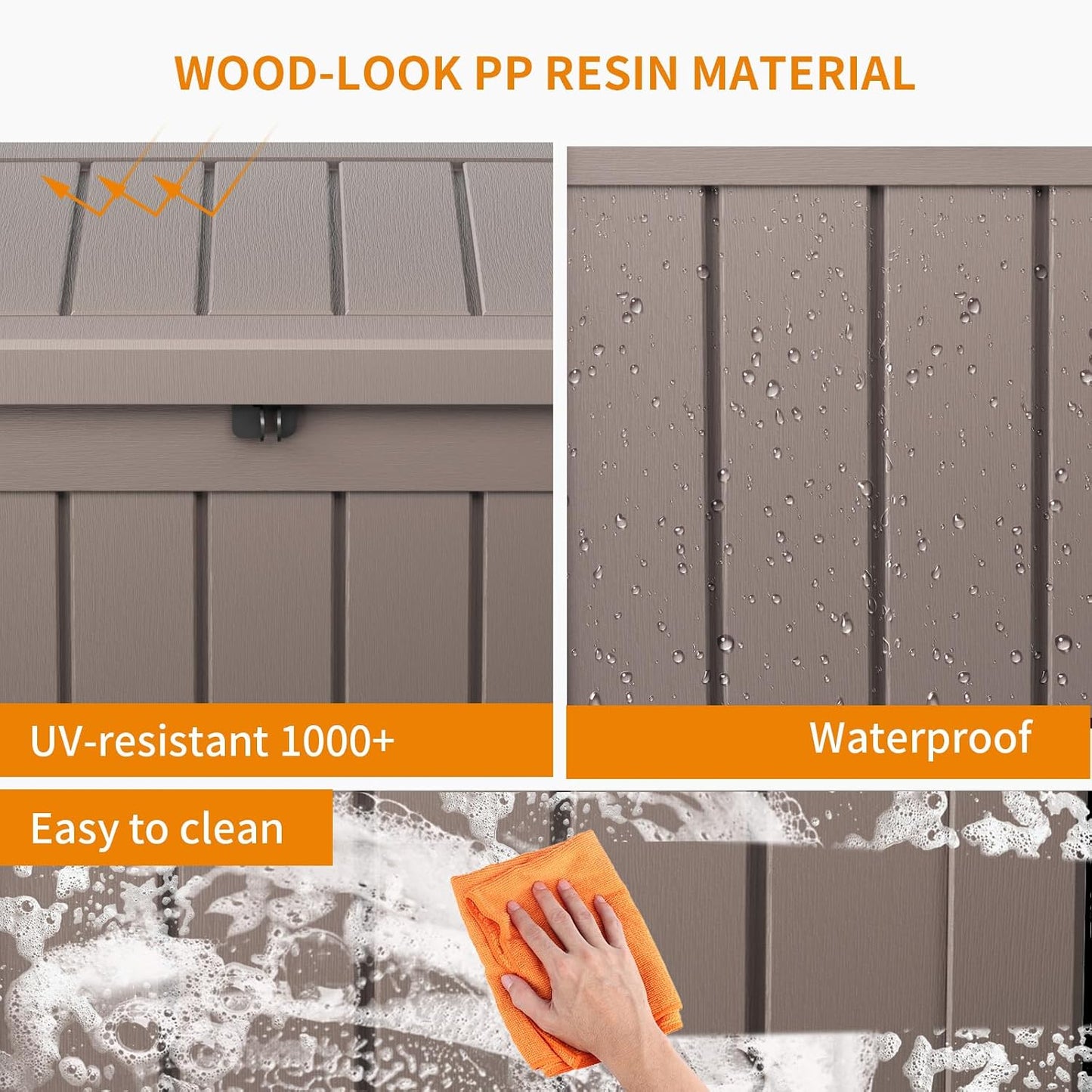 ROJIK 55Gal Outdoor Storage Box Waterproof Deck Box | Heavy-duty UV-resistant resin, space-saving for balcony/patio, stores cushions/tools/pool gear, lockable lid as table/bench
