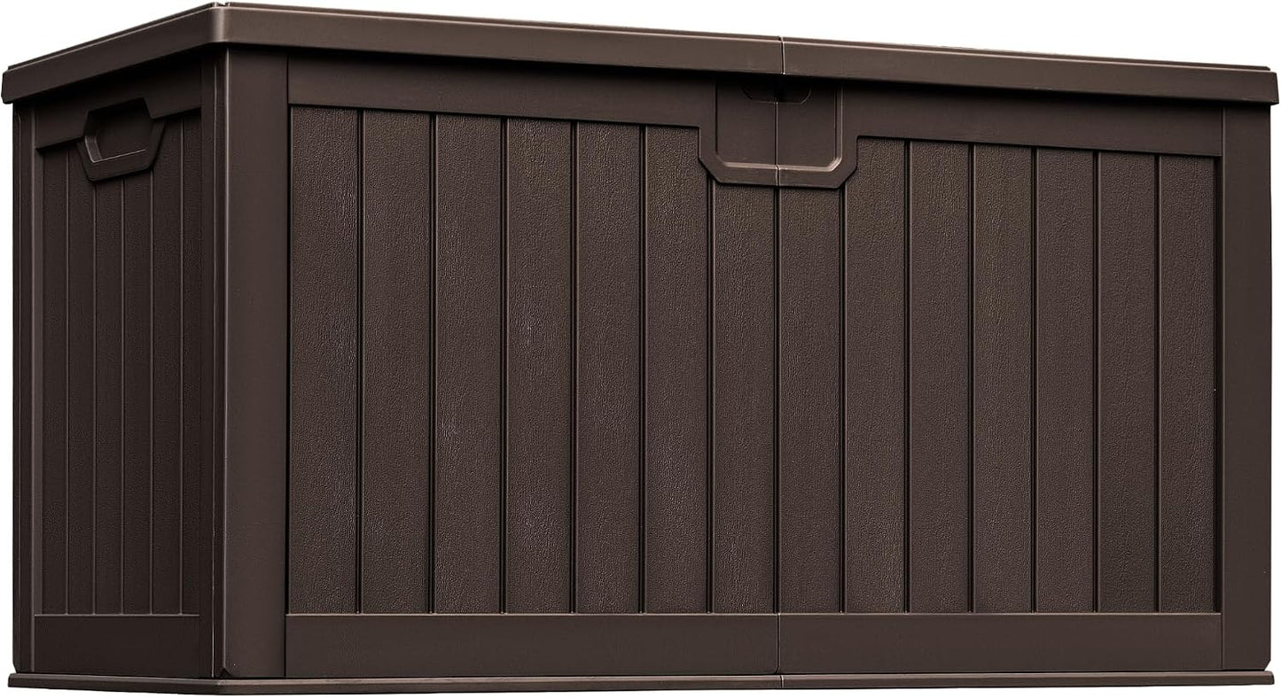 Greesum Outdoor Storage Box 31 Gallon Storage Box with Lid for Patio Furniture, Garden Tools, Pool Supplies, Waterproof and UV Resistant, Lockable, Dark Black