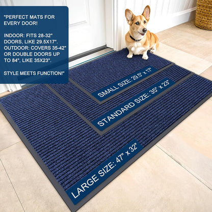 OLANLY Front Door Mat Indoor Outdoor Entrance, 2-Pack 29.5 x 17 Inch, Waterproof Heavy Duty Doormat, Fade Resistant, Low Profile, Easy Clean Patio Porch Welcome Floor Mats for Entry, Grey