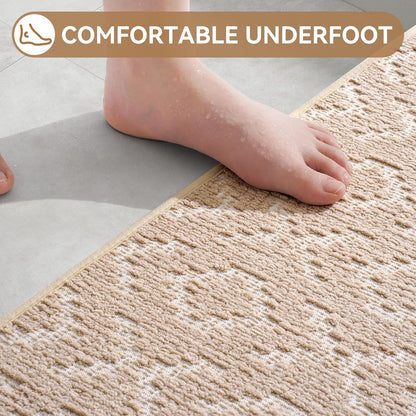 YDKGL Bathroom Rugs Non Slip, Super Absorbent Quick Dry Bath Mats for Bathroom, Foam Weave Texture Thin Bath Rugs Washable with Rubber Backing Fit Under Door Outside Shower,16" x 24“