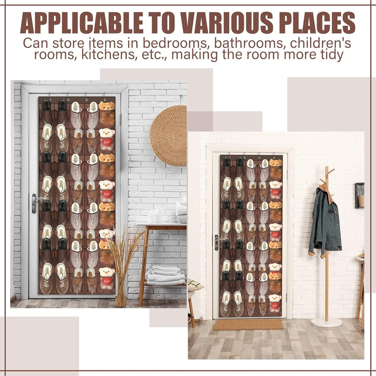 Windyun 40 Over The Door Shoe Organizer, Large Mesh Pocket Hanging Shoe Rack Hanger Large Capacity Gray Behind The Door Storage Holder for Dorm College Closet Entryway Bedroom Utility Room Women Men