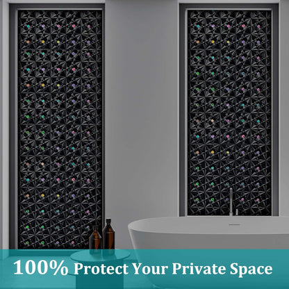 Windimiley 3D Diamond Frosted Window Privacy Film, Static Cling No-Glue Removable Vinyl, UV Blocking Heat Control for Bathroom Bedroom Door, 17.5 x 78.7 inch