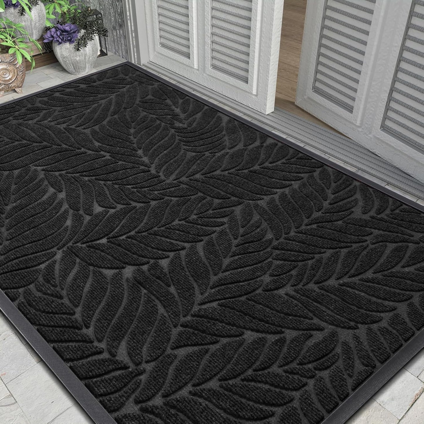 Yimobra Front Door Mat Outdoor Indoor, 29.5x17 All-Season Waterproof Door Mat Outside Entrance, All-Weather Non-Slip Outside Doormat for Garage Patio Entryway, Brown